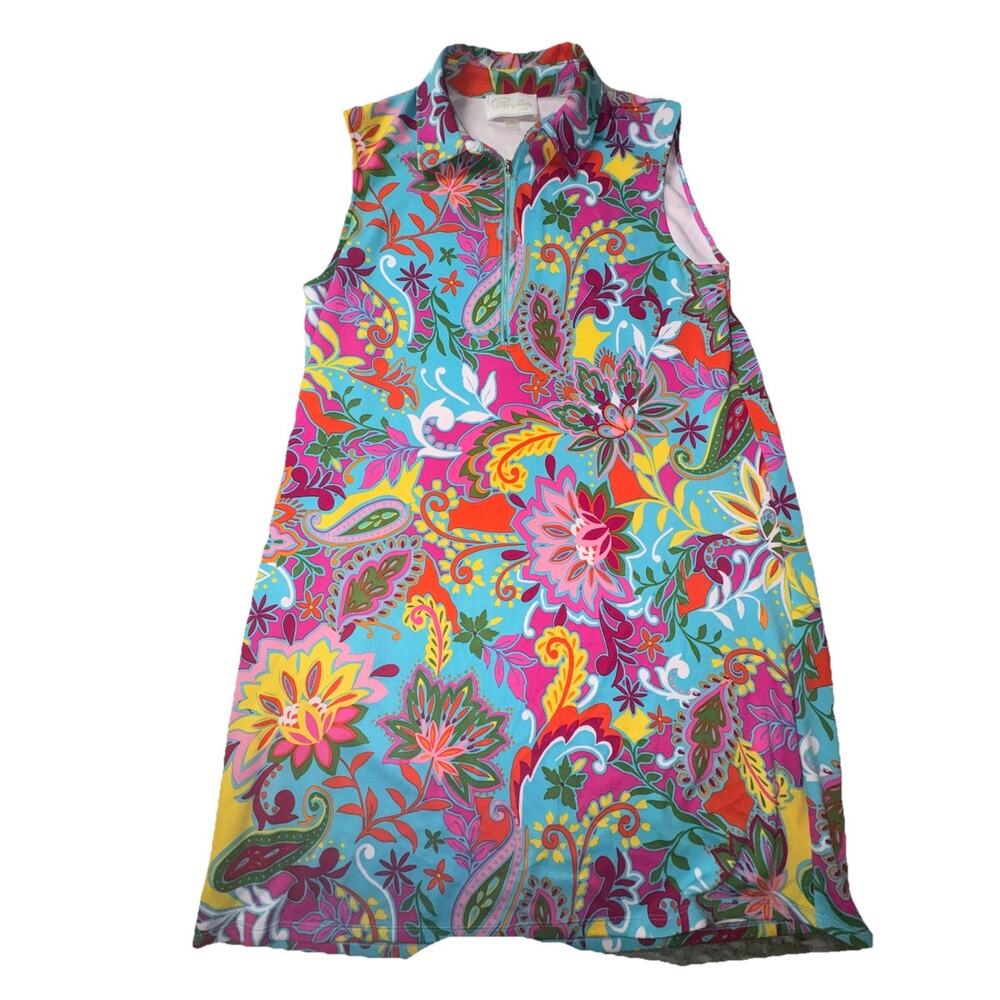 Cappagallo Dress Women's XLarge Flower Power Hippie Stretch Sleeveless AH10